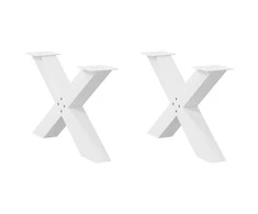 Kavos staliuko kojelės, 2 vnt., baltos, 70x(42-43) cm, plienas, X formos