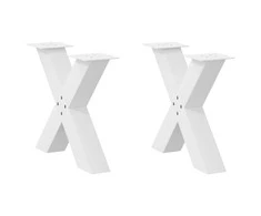 Kavos staliuko kojelės, X formos, 2 vnt., baltos, 50x(42-43) cm, plienas