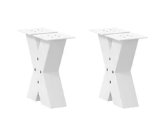 Kavos staliuko kojelės, X formos, 2 vnt., baltos, 40x(30-31) cm, plienas
