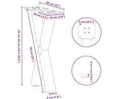 Kavos staliuko kojelės, X formos, 2 vnt., baltos, 38x(42-43) cm, plienas