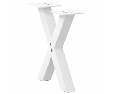 Kavos staliuko kojelės, 2 vnt., baltos, 30x(30-31) cm, plienas, X formos