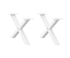 Kavos staliuko kojelės, 2 vnt., baltos, 60x(30-31) cm, plienas, X formos