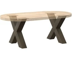 Kavos staliuko kojelės, X formos, 2 vnt., natūralus plienas, 60x(42-43) cm, plienas