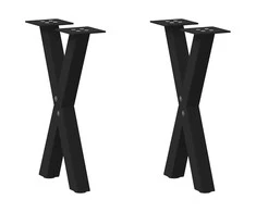 Kavos staliuko kojelės, X formos, 2 vnt., juodos, 38x(42-43) cm, plienas