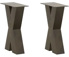 Kavos staliuko kojelės, X formos, 2 vnt., natūralus plienas, 28x(42-43) cm, plienas