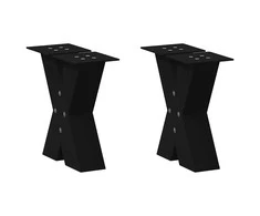 Kavos staliuko kojelės, X formos, 2 vnt., juodos, 30x(30-31) cm, plienas