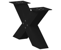 Kavos staliuko kojelės, X formos, 2 vnt., juodos, 50x(30-31) cm, plienas
