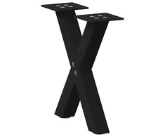 Kavos staliuko kojelės, X formos, 2 vnt., juodos, 30x(30-31) cm, plienas