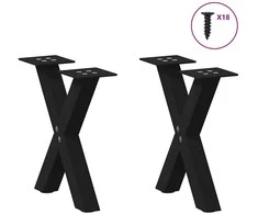 Kavos staliuko kojelės, X formos, 2 vnt., juodos, 30x(30-31) cm, plienas