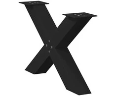 Kavos staliuko kojelės, X formos, 2 vnt., juodos, 70x(42-43) cm, plienas