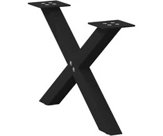 Kavos staliuko kojelės, X formos, 2 vnt., juodos, 50x(30-31) cm, plienas
