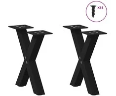Kavos staliuko kojelės, X formos, 2 vnt., juodos, 37x(30-31) cm, plienas