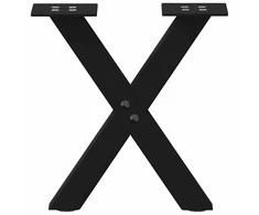 Kavos staliuko kojelės, X formos, 2 vnt., juodos, 30x(30-31) cm, plienas