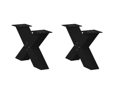 Kavos staliuko kojelės, X formos, 2 vnt., juodos, 50x(30-31) cm, plienas
