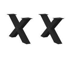Kavos staliuko kojelės, X formos, 2 vnt., juodos, 70x(42-43) cm, plienas