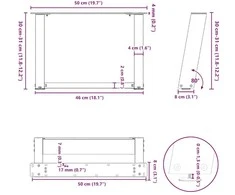 Kavos staliuko kojelės, 2 vnt., baltos, 50x(30-31) cm, plienas, U formos