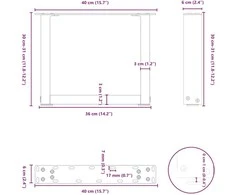 Kavos staliuko kojelės, 2 vnt., baltos, 40x(30-31) cm, plienas, U formos
