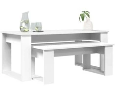 Kavos staliuko komplektas 2 pcs Balta Apdirbta mediena