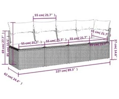 | Sodo sofa | su pagalve Ruda 227 x 62 x 69 cm poliratanas