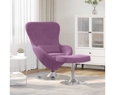 Fotelis Kiaušinio kėdė su pufu Violetinė Aksomas