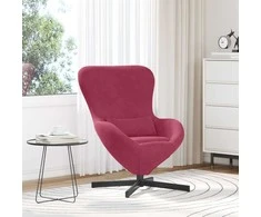 Fotelis Kiaušinio formos krėslas Vyno raudona 63 x 73 x 90 cm Aksomas