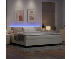 LED Čiužinio Lova su galvūgalio Kremas ir balta 200 x 200 cm