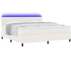 LED Čiužinio Lova su galvūgalio Kremas ir balta 200 x 200 cm