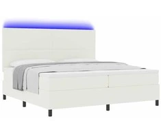 LED Čiužinio Lova su galvūgalio Kremas ir balta 200 x 200 cm