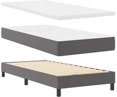 Kiemas lova su čiužiniu Pilka 90 x 200 cm Dirbtinė oda