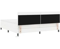 Kiemas lova su čiužiniu su LED Balta 200 x 200 cm Dirbtinė oda