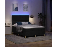 LED Čiužinio Lova su galvūgalio Juoda 140 x 190 cm audinys