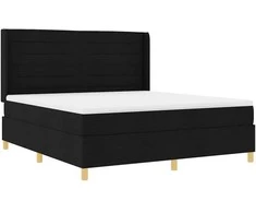Kiemas lova su LED juostelėmis Juoda 180 x 200 cm audinys
