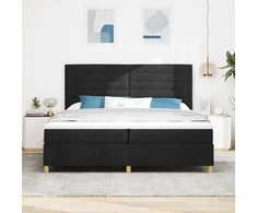 Kiemas lova su čiužiniu Juoda 200 x 200 cm audinys