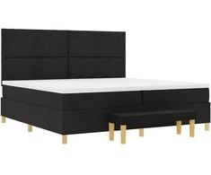 Kiemas lova su čiužiniu Juoda 200 x 200 cm audinys