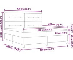 Kiemas lova su čiužiniu Juoda 200 x 200 cm audinys