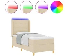 Kiemas lova su LED juostelėmis Kreminė 100 x 200 cm audinys