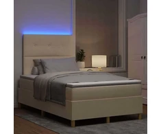 LED Čiužinio Lova su čiužiniu Kreminė 120 x 200 cm audinys
