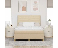 LED Čiužinio Lova su čiužiniu Kreminė 140 x 190 cm audinys