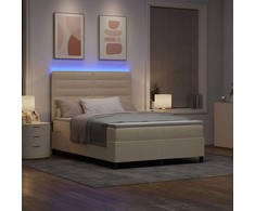 Kiemas lova su čiužiniu su LED Kreminė 160 x 200 cm audinys