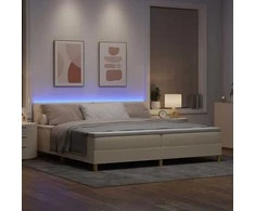 LED Čiužinio Lova su galvūgalio Kreminė 200 x 200 cm audinys