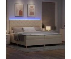 LED Čiužinio Lova su galvūgalio Kreminė 200 x 200 cm audinys