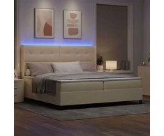 LED Čiužinio Lova su galvūgalio Kreminė 200 x 200 cm audinys