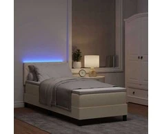 Kiemas lova su LED juostelėmis Kreminė 80 x 200 cm audinys