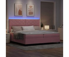 LED Čiužinio Lova su galvūgalio Rožinė 200 x 200 cm Aksomas