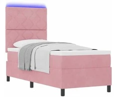 LED Čiužinio Lova su čiužiniu Rožinė 80 x 200 cm Aksomas