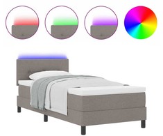 Kiemas lova su LED juostelėmis Tortora 90 x 190 cm audinys