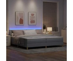 LED Čiužinio Lova Šviesiai pilka 200 x 200 cm audinys