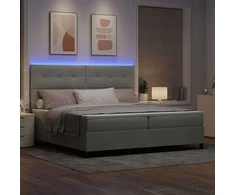 LED Čiužinio Lova Šviesiai pilka 200 x 200 cm Aksomas