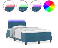 LED Čiužinio Lova su LED Tamsiai mėlyna 120 x 200 cm Aksomas