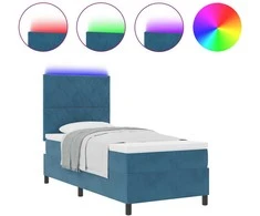 LED Čiužinio Lova Tamsiai mėlyna 90 x 190 cm Aksomas